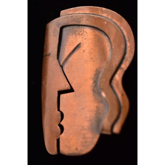 Rebajes Vintage The Kiss Pin Brooch Modernist Copper Tone Signed 1940s BinAJ - Picture 3 of 12
